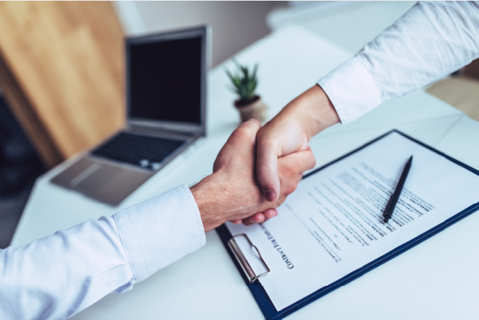 Contract with handshake